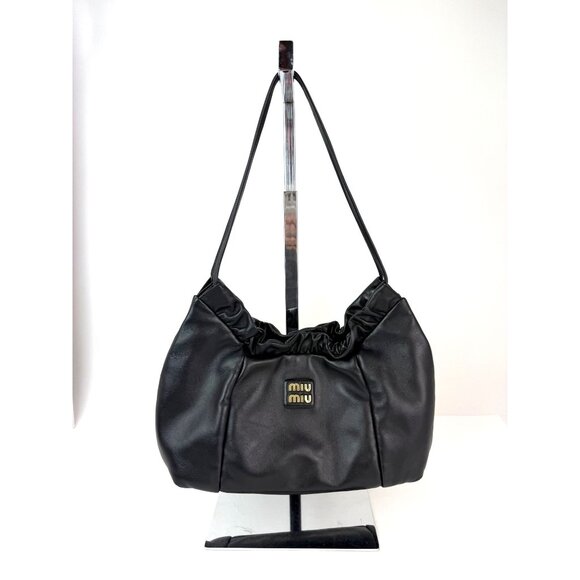 Miu Miu Nappa Black Leather Hobo Bag - Picture 1 of 14